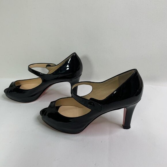Christian Louboutin Black Patent Mary Jane Peep-Toe Heels – Size 36.5 - Picture 3 of 8